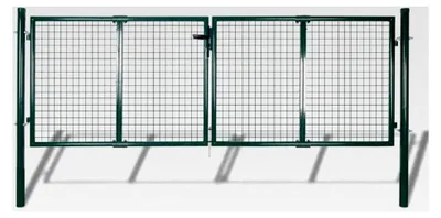 Produktbild von Zauntor Stahl 300x100 cm Grün, robustes Gartentor mit Pfosten und Schloss, pulverbeschichtet, langlebig für Garten, Hof und Terrasse