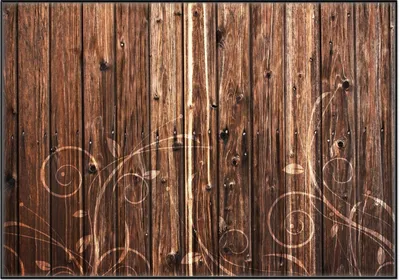 Produktbild von Wallario Wandbild Holz in dunkelbraun mit Blumenmuster - Schnörkel, Größe: 70,30 x 100,30 cm, Poster mit schwarzem Aluminiumrahmen
