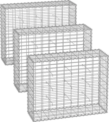 Obrázek produktu pro SONGMICS Drátěné košové gabiony, 100 x 80 x 30 cm, kovové koše na kameny, sada 3 kusů