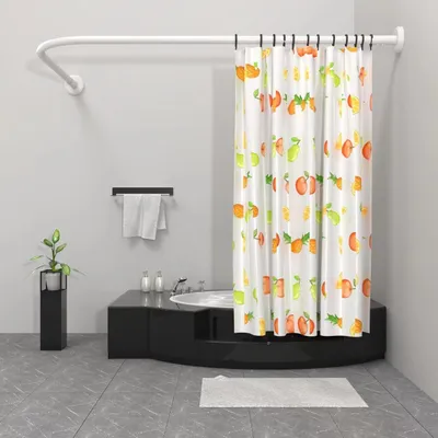 Immagine prodotto di Tenda da doccia a forma di L, regolabile da 75 a 170 cm, in acciaio inossidabile, con anelli, per il bagno