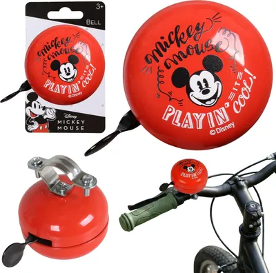 Produktbild von DISNEY Mickey Mouse Rote Metall-Fahrradklingel für Kinderlenker, RETRO 6 cm