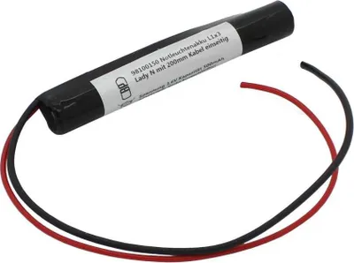Produktbild von Notleuchtenakku NiMH 3,6V 500mAh L1x3 Lady N mit 200mm Kabel einseitig ersetzt 3,6 V Akku