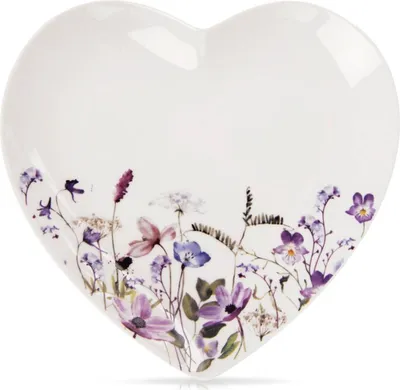 Produktbild von Orion | Dessertteller - 17x17,5 cm - aus Porzellan - Weiß - Blumenmuster - Herzförmig - Spülmaschinenfest - LOUKA