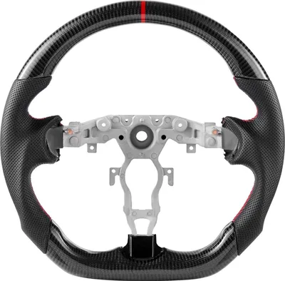 Imagen del producto de Volante para Nissan 370Z de 2008 a 2020, volante de fibra de carbono con forma de "D" y base plana, revestimiento de cuero con textura antideslizante y costuras precisas, accesorio de reemplazo para Nissan 370Z, color