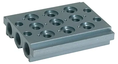 Produktbild von Riegler Mehrfach-Grundplatte für Wegeventile, 3 Ventilpositionen, G 1/8