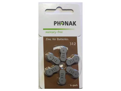 Immagine prodotto di Batterie per apparecchi acustici Phonak 312s 1 blister