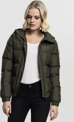 Produktbild von Urban Classics Übergangsjacke Damen Ladies Hooded Puffer Jacket oliv L