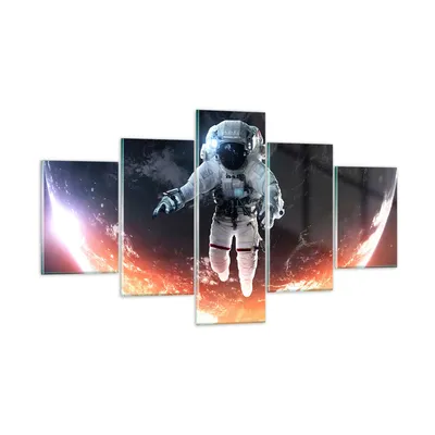 Produktbild von Bilder auf glas - Kosmonaut Weltraum - 125x70cm - Glasbilder - Wandbilder - Kunstdruck - zum Aufhängen bereit - Wanddekoration aus Glas - Glas Bilder - Wandbild auf Glas - 5 Teile - GEA125x70-3500