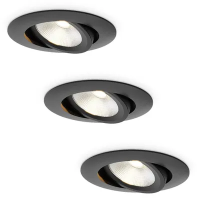 Produktbild von hoftronic LED Einbaustrahler 3x 5W 450lm 2700K Schwarz IP65 Dimmbar Schwenkbar