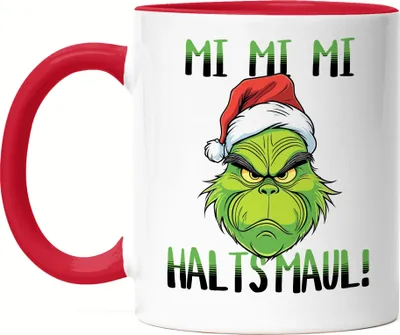 Produktbild von Mi Mi Mi Halts Maul Tasse rot Anti Weihnachten Ich hasse Weihnachten Mi Mi Mi