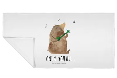 Produktbild von Mr. & Mrs. Panda Handtuch Bär Gitarre - Weiß - Geschenk, Teddy, 50x100, gesichtstuch, gesichtshandtuch, Flauschtuch, baumwolle