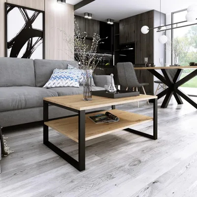 Produktbild von Couchtisch Basic rechteckig ARTISAN mit Metallbeinen