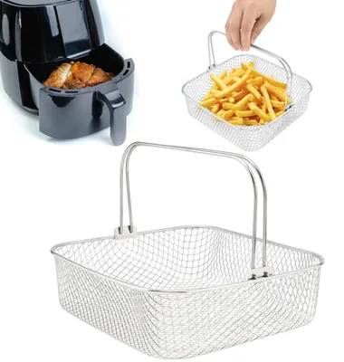 Airfryer-Einsatz 5,8–6 QT, Edelstahl-Dampfkorb mit Griff