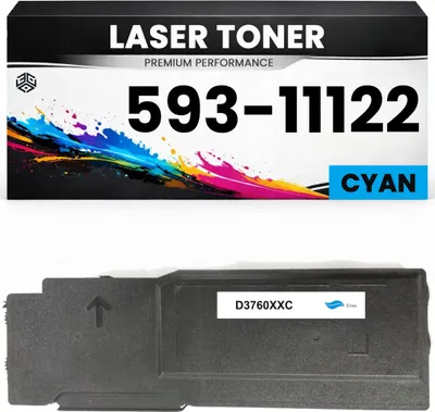 Produktbild von Toner 593-11122 Cyan für Dell 59311122 Premium Alternative für Dell Color Laser C3760dn, C3760dnf, C3760n, C3765dnf MFP