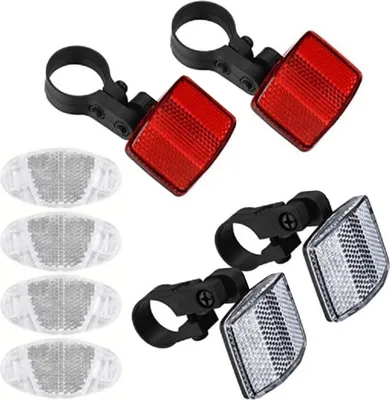 Produktbild von Set Fahrrad-Front- und Heckreflektoren-Set, Sicherheitswarnung fürs Radfahren, reflektierende Ausrüstung für Lenker und Sattelstütze, MTB-Rennrad, Radspeichen-Sicherheitsreflexionsset, Fahrradzubehör