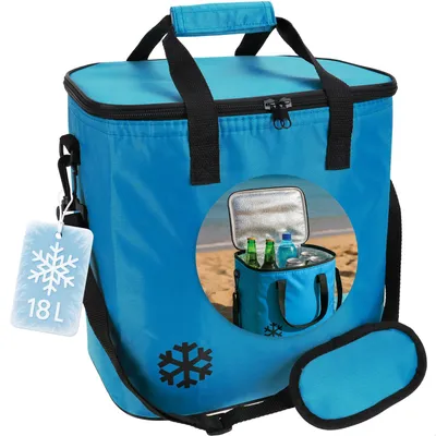 Produktbild von com-four® Kühltasche 18 L - faltbare Thermo-Kühlbox - leichte Isoliertasche für Camping & Outdoor mit Schultergurt und Handschlaufen - Picknicktasche mit Reißverschluss