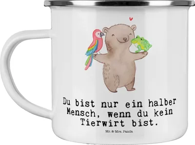 Produktbild von Mr. & Mrs. Panda Tasse Emaille Tierwirt Herz - Weiß - Geschenk, Bauernhof, emaillebecher, Witzig, Spruch, Agronom, Teetasse, becher, Lustig, Pott, Outdoor