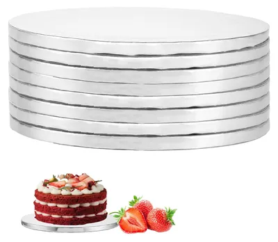 Image de Solidchoice - 8 supports ronds pour gâteaux - 25 cm, en carton argenté