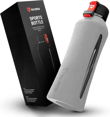 Productafbeelding van Glazen drinkfles 550 ml - Met siliconen hoes - BPA-vrij