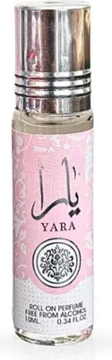 A close-up studio shot of a roll-on perfume bottle.