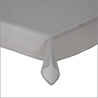 Produktbild von Tischdecke Gartentischdecke Karo Hellgrau 160 cm rund Outdoor Weichschaum PVC Terrasse Garten rutschfest wetterfest
