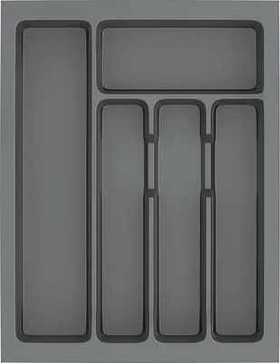 Obrázok produktu pre Uniqoos® Vložka do zásuvky Divio pre príbory, 40 cm – 33×43×4,5 cm, 5 priehradiek, možnosť prispôsobenia rozmerov, antracitová farba, odolný plast vhodný do kontaktu s potravinami