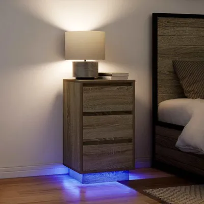 Image de vidaXL Table de nuit avec lampes LED Chêne Sonoma 38x34x65 cm