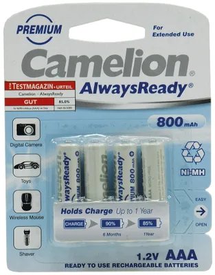 Obrázok produktu pre Camelion 17408403 - Always Ready Ni-MH Batterien AAA / HR03