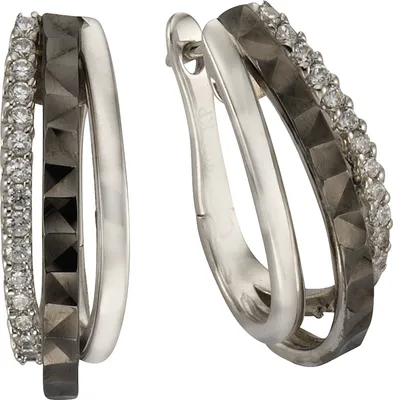 Produktbild von Celesta Silber Ohrringe 925/- Sterling Silber 2,2cm weiß/schwarz Zirkonia weiß 471210009