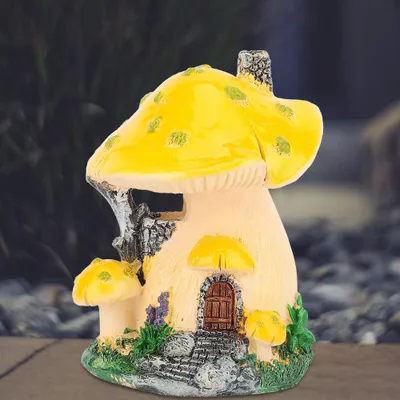 Produktbild von 1 Stück Pilzhaus-Skulptur – Gartendekoration für Rasen, Garten, Innenhof oder Terrasse