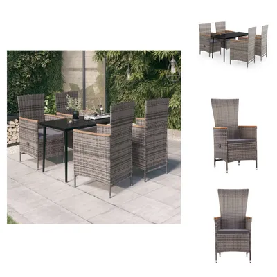 Image de vidaXL Ensemble de jardin 5 pièces avec coussins Gris - Ensemble de meubles de jardin