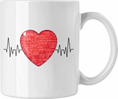 Produktbild von Trendation - Mathe Herzschlag Tasse Geschenk für Mathe Lehrer Lehrerin Mathestudent Physiker (Weiß)