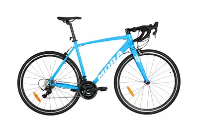 Produktbild von „MORA“ Alu Gravelbike 700cx32c 2x8s Dual Shifter RH 54 blau, KI-generiertes Bild