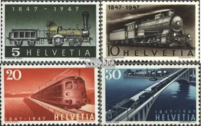 Produktbild von Briefmarken Schweiz 1947 Mi 484-487 (kompl.Ausgabe) gestempelt Eisenbahnen