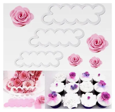 Produktbild von Rosen Ausstecher in 3 Größen für Fondant und Kekse