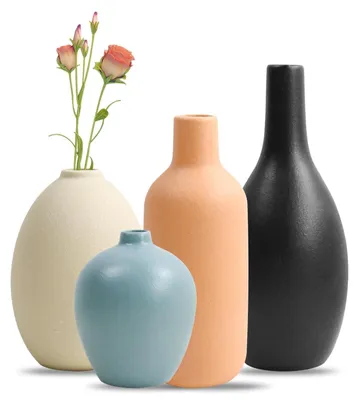Produktbild von Set aus 4 handgefertigten Keramikvasen - Moderne Dekoration für Zuhause