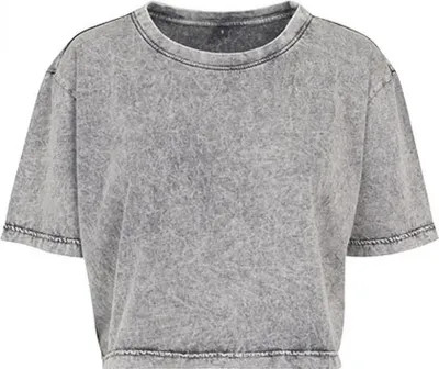 Produktbild von Build Your Brand BY054 | Damen Acid Washed Cropped Tee - Farbe: Grey Black - Größe: L