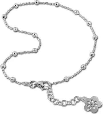 Productafbeelding van SilberDream damesvoetketting, 26 cm, zilver 925, hypoallergeen, bloemmotief, open design, model SDF2156