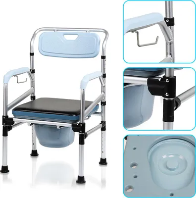 Produktbild von Faziango Toilettenstuhl Nachtstuhl Höhenverstellbar für Senioren und Behinderte Person usw mit Rückenlehneund antirutschenden WC-Stuhl