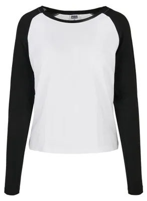 Produktbild von Urban Classics - T-Shirt Raglanärmel für Damen Langärmlig TN1010 (3XL) (Weiß/Schwarz)