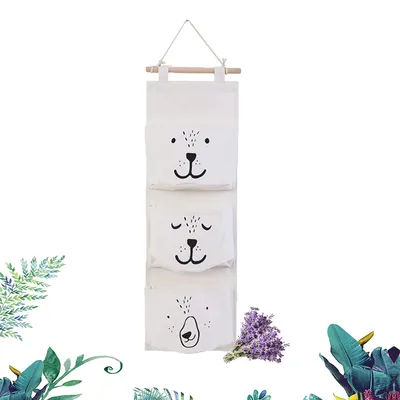 Produktbild von Hängnde Tasche Aufbewahrungstasche, Aufbewahrungstasche Ordnungssystem Organizer zum Aufhängen mit 3 Taschen Kinderzimmer Wohnzimmer Bärchen