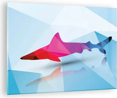 Produktbild von Bilder auf glas - Hai Illustration modern Grafik - 70x50cm - Glasbilder - Wandbilder - Kunstdruck - zum Aufhängen bereit - Wanddekoration aus Glas - Glas Bilder - Wandbild auf Glas - GAA70x50-2813