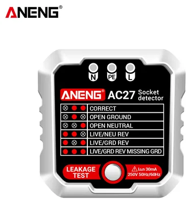 Produktbild von ANENG Steckdosentester, 250 V, schnelle Erkennung, Steckdosentester, Steckdosendetektor, Leckagestecker, Polarität, Erdungsleitung, automatischer Stromkreis-Polaritätsspannungsdetektor