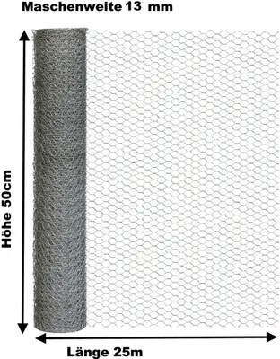 Produktbild von Hasen-zaun verzinkt 50cm x 25m Sechseckdraht Draht Drahtzaun Kaninchendraht 13mm
