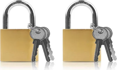 Image de 2 pièces de cadenas Lamondre 32mm avec clé or