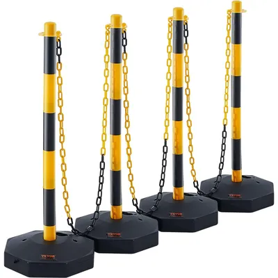 Immagine prodotto di VEVOR coni per il traffico paletti per barriere stradali 4 pz. 285 x 285 mm coni di segnalazione coni per il traffico coni di segnalazione con deformazione, coni delineatori paletti per barriere stradali giallo e nero iniezione di acqua e sabbia