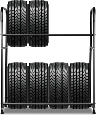 Zdjęcie produktu dla Regał na opony Hengda, do 8 opon, 107 x 46 x 117 cm, nośność półki 180 kg, czarny, z pokrowcem ochronnym na opony