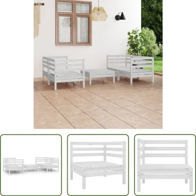 Produktbild von The Living Store 5-tlg. Garten-Lounge-Set Weiß Kiefer Massivholz