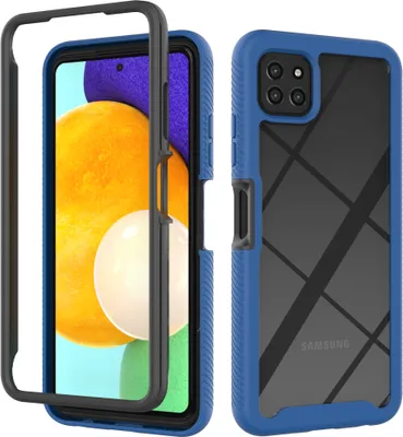 Produktbild von Galaxy A22 5G Hülle, Transparente Rückseite Robust TPU Bumper Rutschfest Stoßfest Ganzkörper Schutzhülle für Samsung Galaxy A22 5G Navy blau