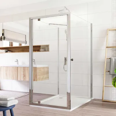 Immagine prodotto di Mereo Cabina doccia Lima, rettangolare a U, girevole, 80x90x80 cm, cromo ALU, vetro trasparente - CK87863K